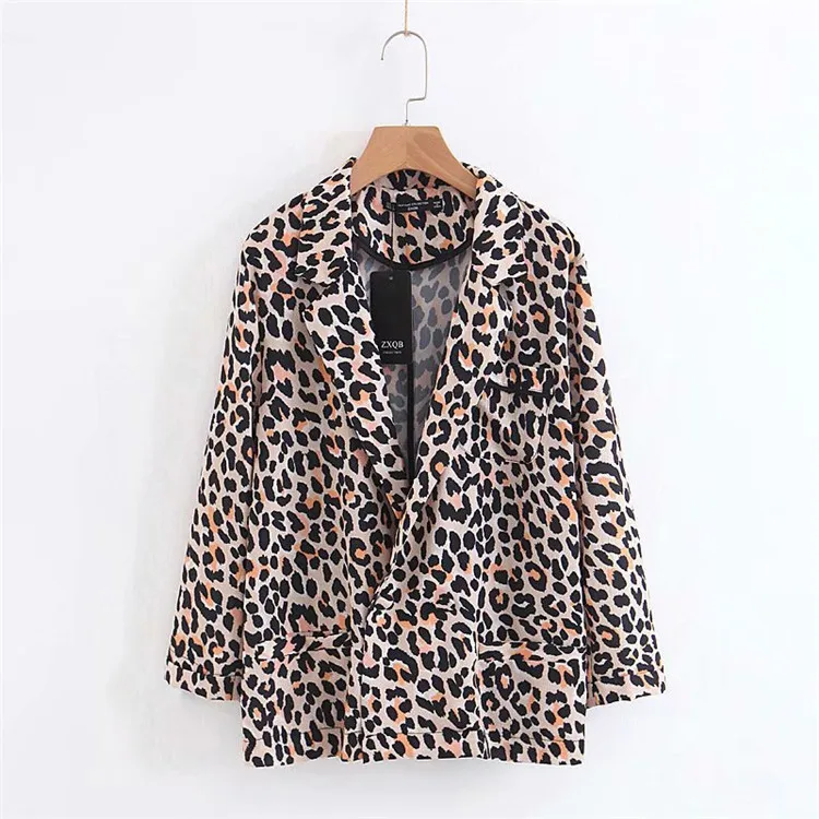 

2018 Europe And America Summer New Style WOMEN'S Dress Leopord Pattern Printed One-Button Casual Suit Jacket