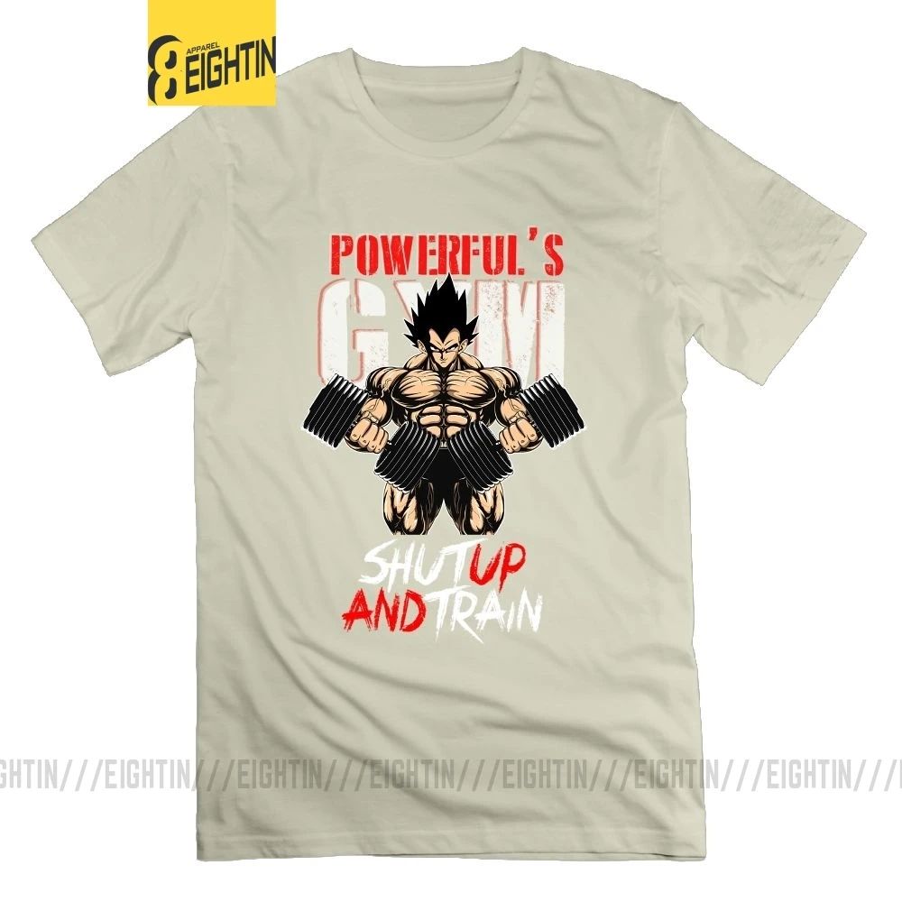 Бежевый Shut Up And Train Gym Dragon Ball Z футболка Супер Saiyan Бодибилдинг размера плюс футболка с коротким рукавом мужские футболки хлопок - Цвет: Бежевый