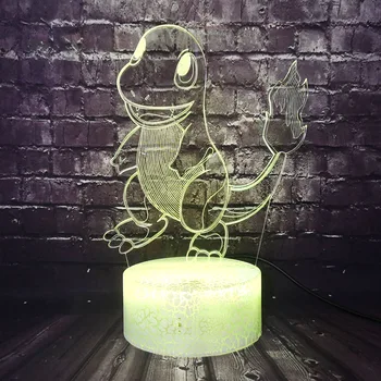 

Night Light Japanese Cartoon Pokemon Go Game 3D Small Fire Dragon Charmander USB LED Table Lamp Holiday Kids Xmas Toy Free Ship