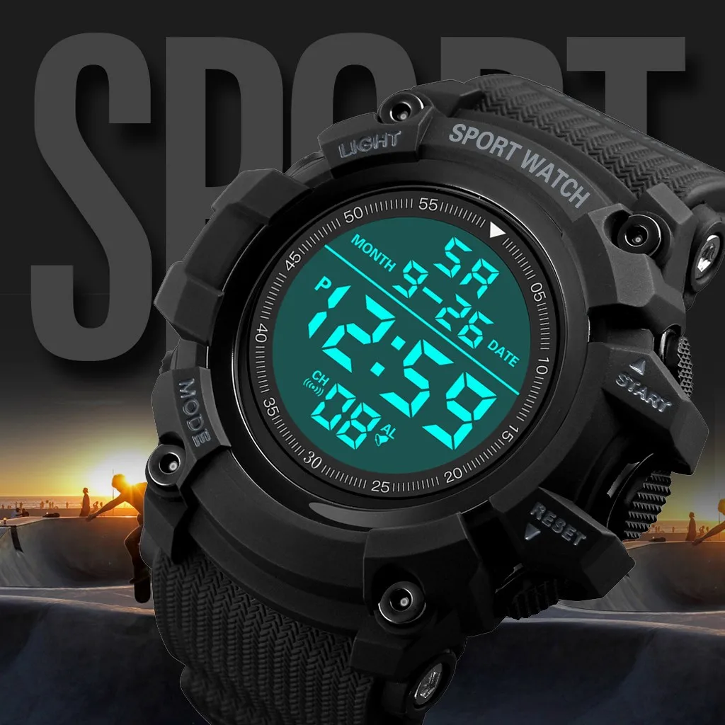 Механические наручные часы Montre homme модные водонепроницаемые мужские часы для мальчиков lcd цифровой секундомер Дата Резиновые Спортивные наручные часы% 91