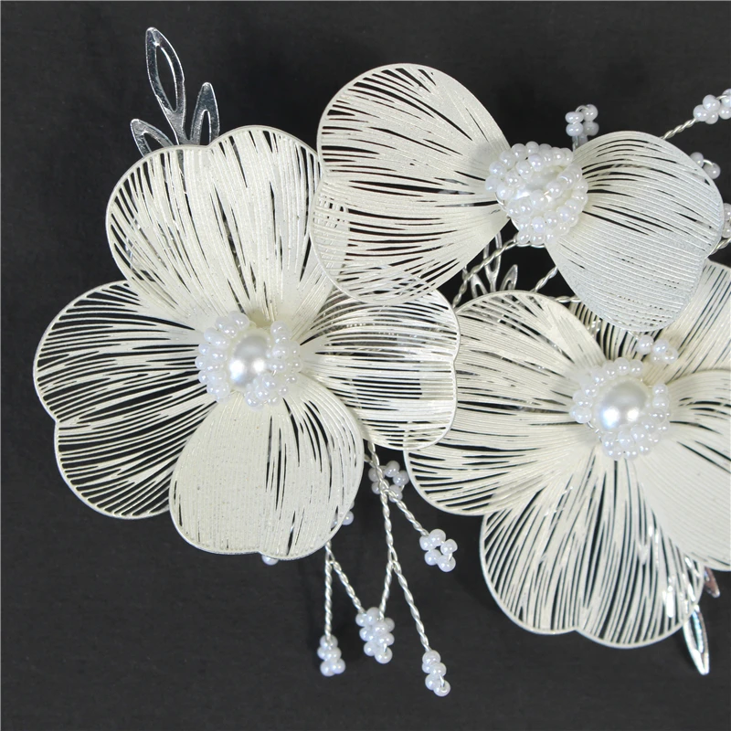 Wedding jewelry golden copper petal hair band bride wedding headdress millet beads handmade hair band dress accessories