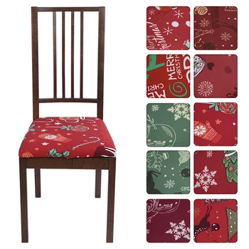 

1/2/4/6pcs Christmas Decor Chair Cover Removable Polyester Stretch Chair Covers Seat Slipcovers For Dining Room Christmas