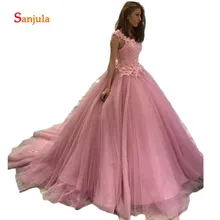 Нежно-розовый тюль бальное платье принцесса девочки сладкий 16 платья в году, модные вечерние платья с открытой спиной D1309