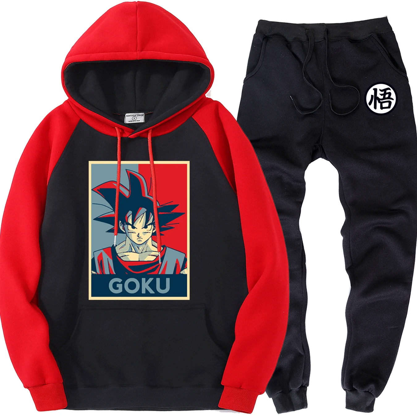red black 6 Осенний, мужской спортивный комплект Dragon Ball, брендовая уличная одежда,, высокое качество, теплые толстовки, спортивные штаны, мужские Топы Harajuku - Цвет: red black 6