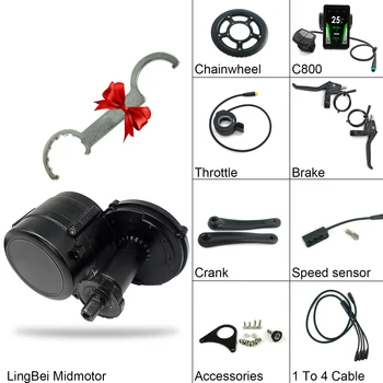 

LingBei Mid Motor 36V 48V 500W C600 C800 LCD Display Ebike Mid Drive Motor Kit with Light Function