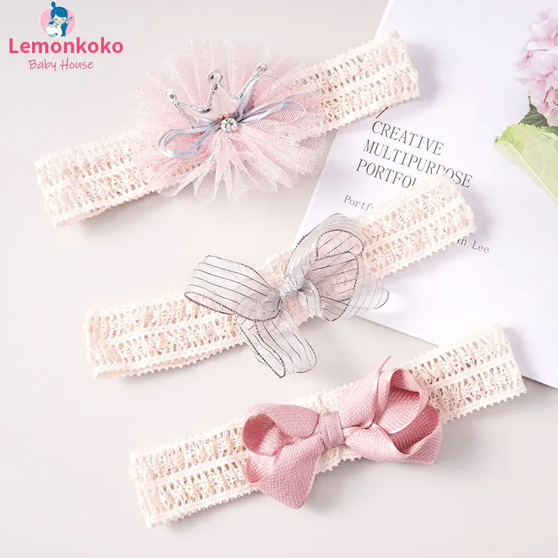 style18 Мода Принцесса бант лента для волос 0-1-лет ребенок сто-день цветы корона цветок обруч для волос маленькие дети аксессуары для волос - Цвет: style18