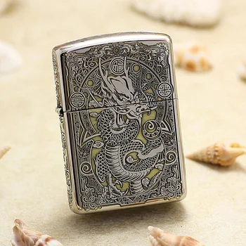 

Genuine Zippo oil lighter copper windproof 3D Chinese Dragon cigarette Kerosene lighters Gift With anti-counterfeiting code
