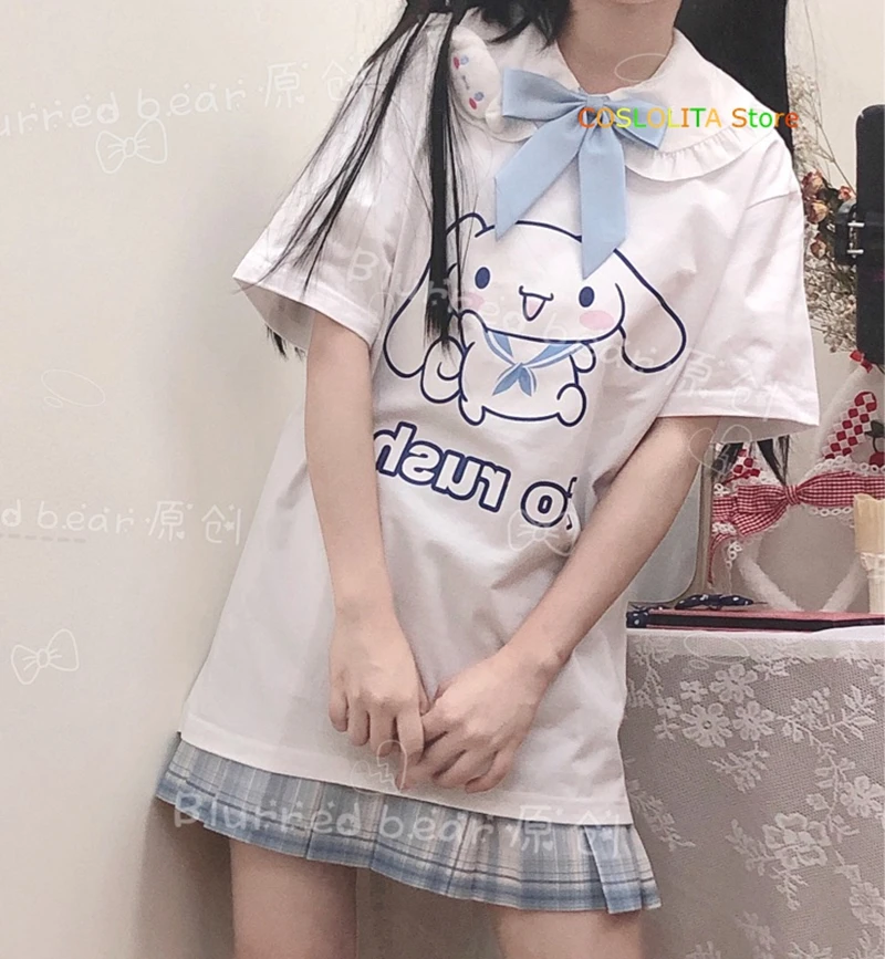 Aummer New Women Japanese Tops Short Sleeve T