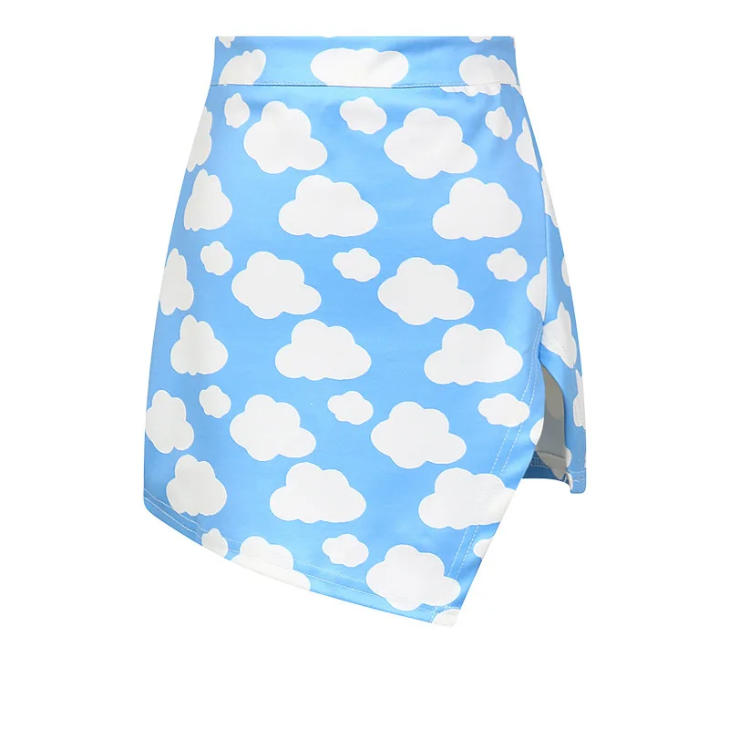 

Summer New Style Harajuku FY Flower Digital Printing Slimming High-waisted Sheath Half-length One-step Skirt Q382