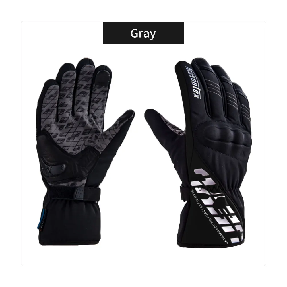 M036 Gray Non-slip Winter Motorcycle Riding Soft Gloves with TPU Knuckle Protection for Full Finger Waterproof - Цвет: M036 Gray