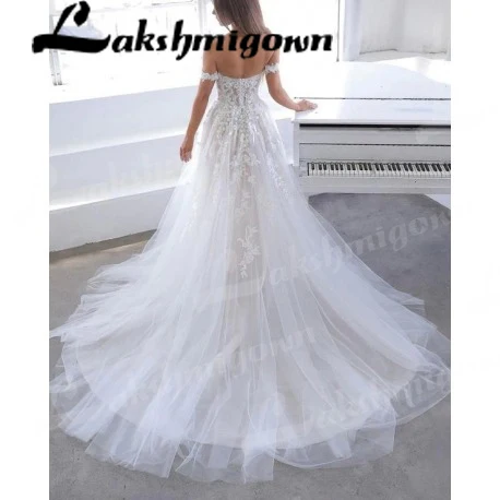 Luxurious Lace Tulle Sweetheart Floor-Length Off The Shoulders Ball Gown Wedding Dress Custom Made vestido de casamento 4