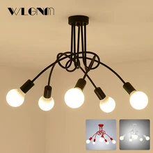 Люстра в скандинавском стиле, винтажный промышленный потолочный светильник, люстра, изгиб для дома и магазина, E27, 3/5 огней
