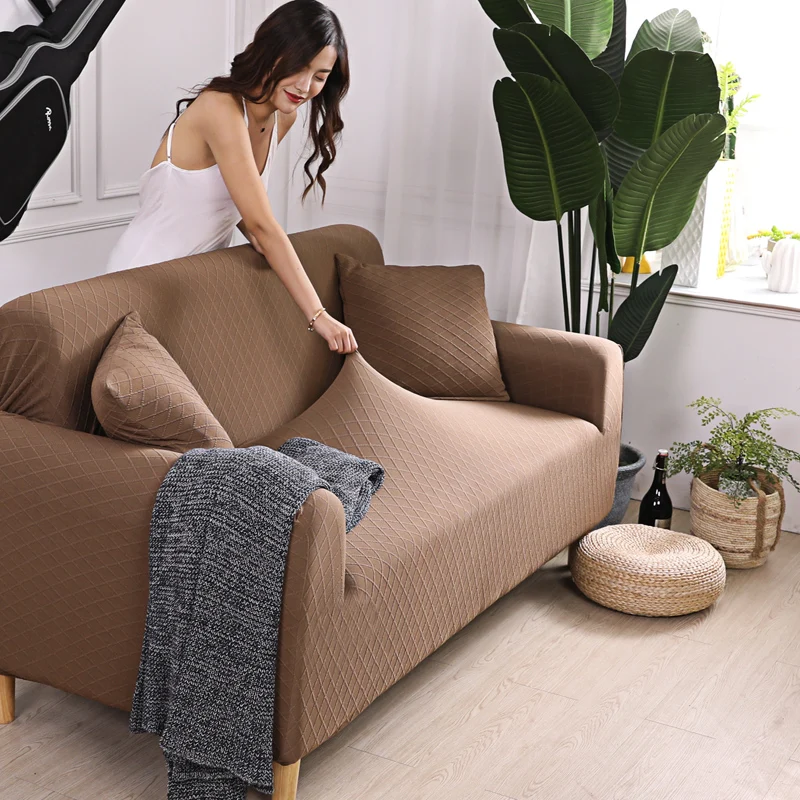 Сплошной цвет сетки Slipcovers стрейч эластичный диван протектор чехол для гостиной диван Slipcover секционная современная форма sofaccover