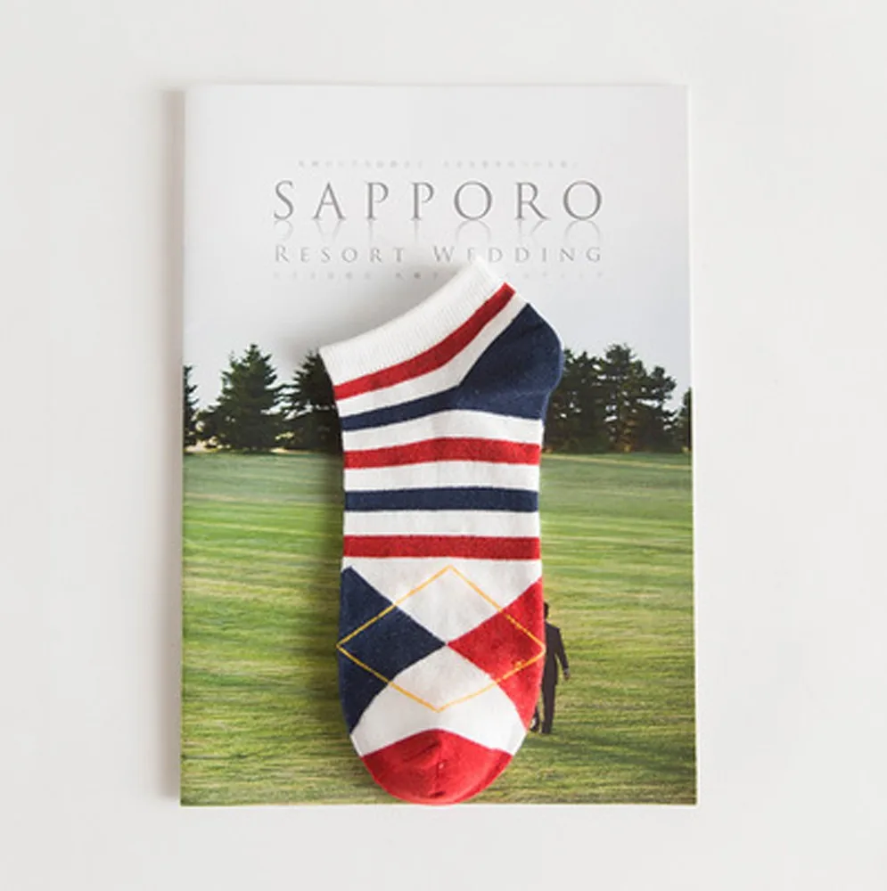 New Mens Comfortable Sports Mosaic Pattern Cotton Sock Stripe Series Fashion Casual Slippers Short Soft Ankle Socks