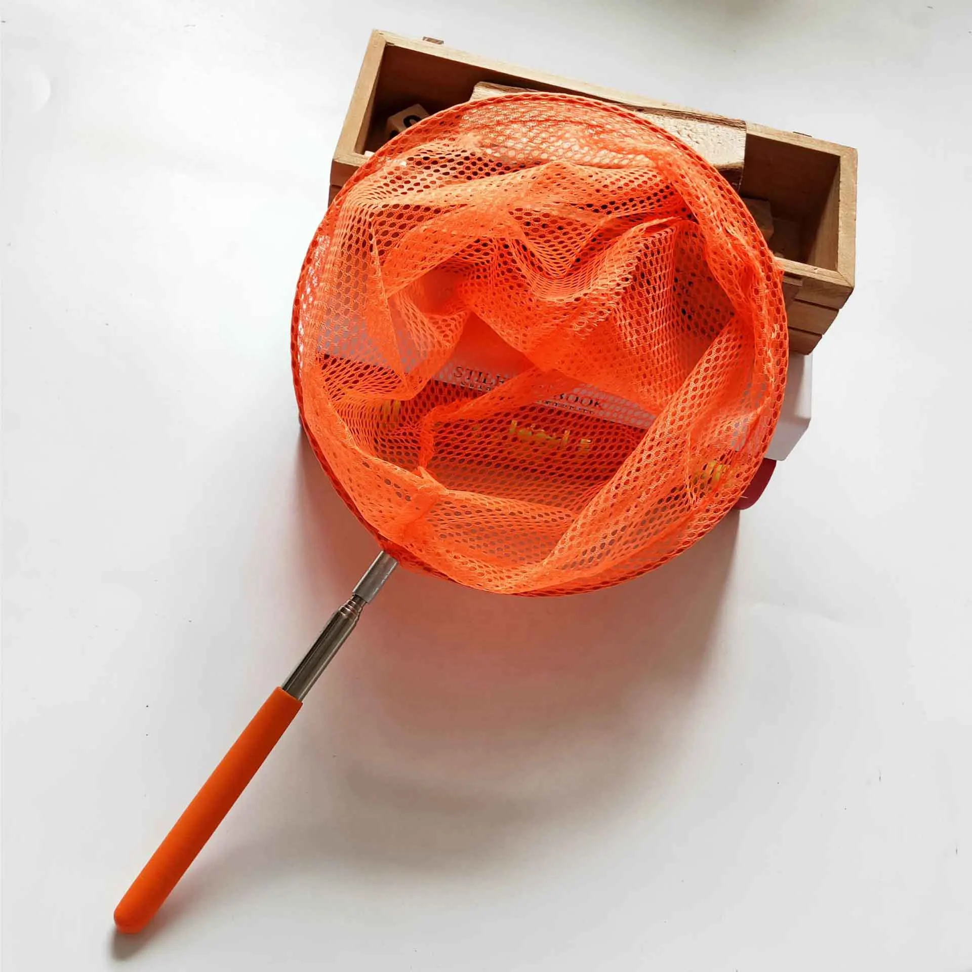 Детская телескопическая сетка-бабочка из нержавеющей стали Выдвижная детская рыболовная сеть ловля жуки насекомые красочные рыболовные игрушки - Цвет: Orange