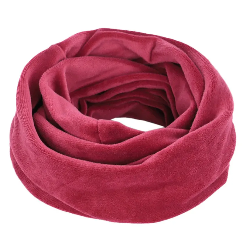 Новинка, высокое качество, зимний бархатный тканевый шарф-кольцо, женские теплые шарфы для шеи, мягкие, удобные, модные, одноцветные - Цвет: Wine