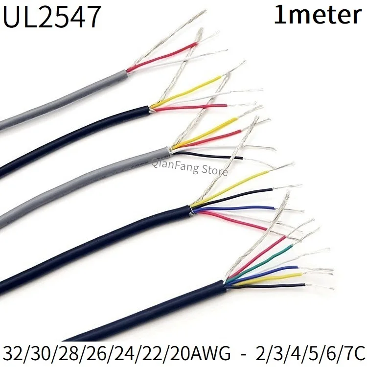 1M Afgeschermde Signaal Draad 32 30 28 26 24 22 20 Awg 2 3 4 5 6 7 Cores pvc Kanaals Audio Hoofdtelefoon Lijn Koperen Controle Kabel UL2547