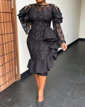 Alternative view of Elohor Vintage Lace Long Sleeve Bodycon Dress