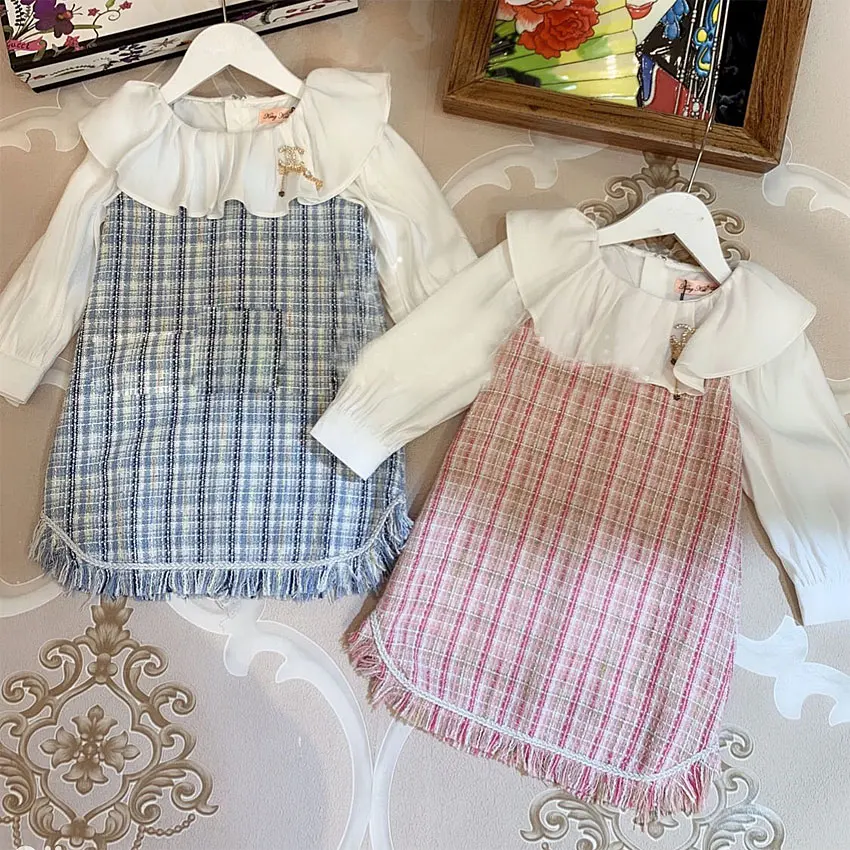 

2465 Ruffles Plaid Print Brand Princess Baby Girl Christmas Dress Fall Winter Party Kid Dress ForGirl Thanksgiving BabyClothes