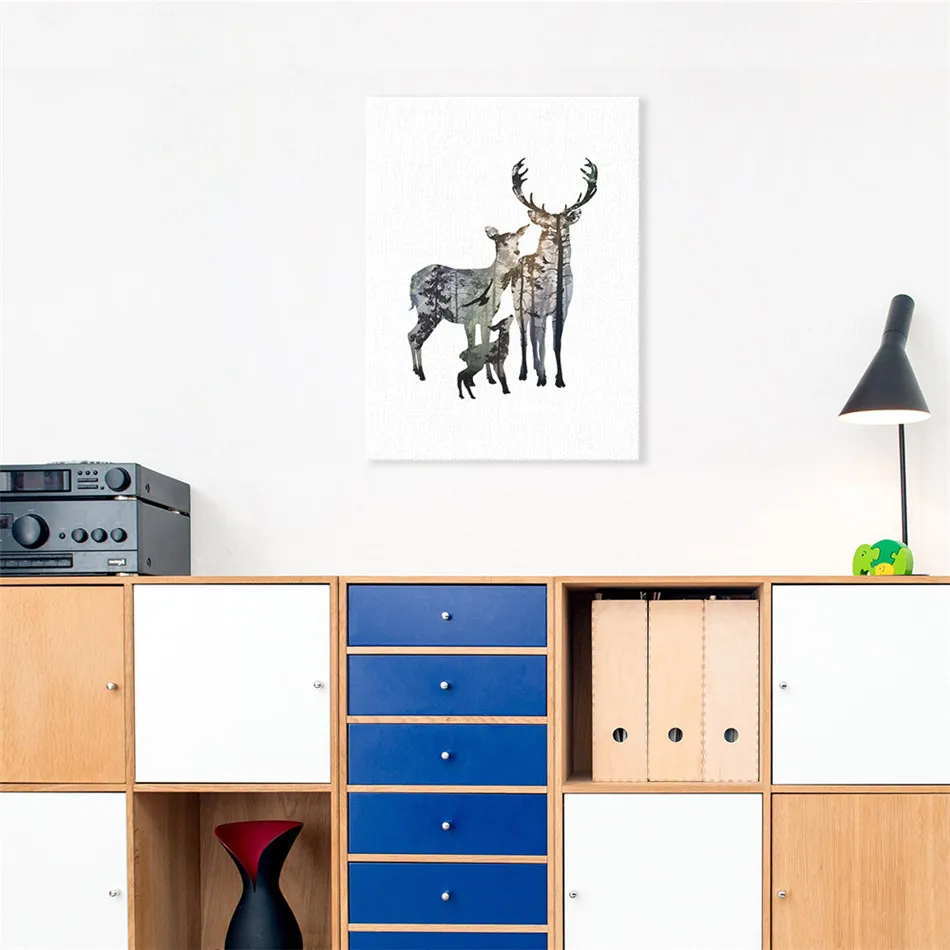 

VOGVIGO Simple Deer Abstract Oil Painting on Canvas Modern Portrait Print Decorative Art Picture for Home Office Home Decor