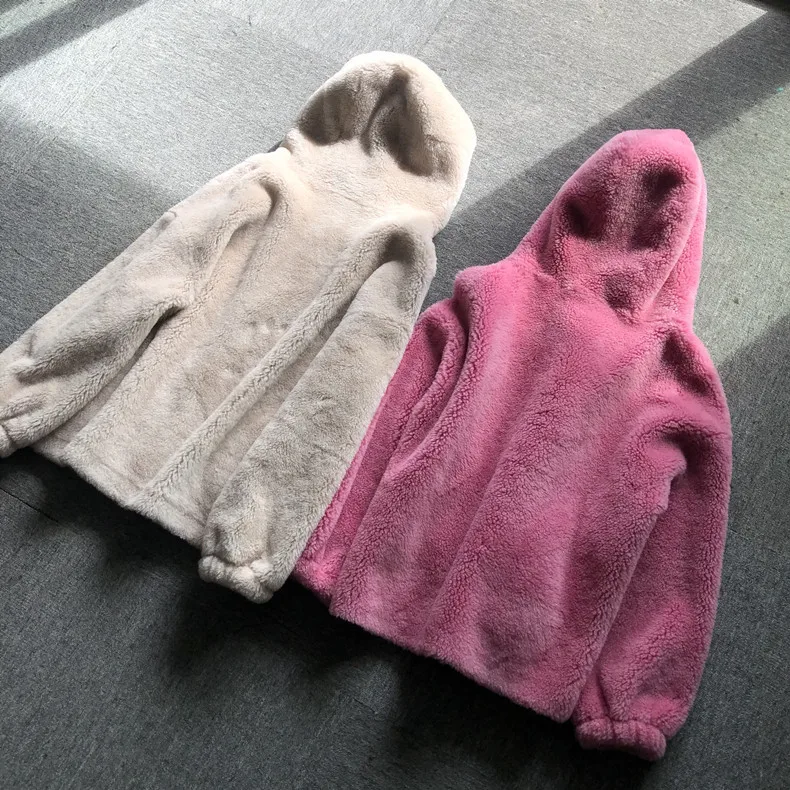 Winter Chic Designer Women's Hooded Wool Fur Leather Jackets C270