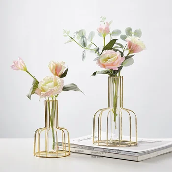 

Transparent Hydroponic Glass Vase Decoration Home Nordic Gold Vase Vases for Flowers Small Terrarium Living Room Decoration