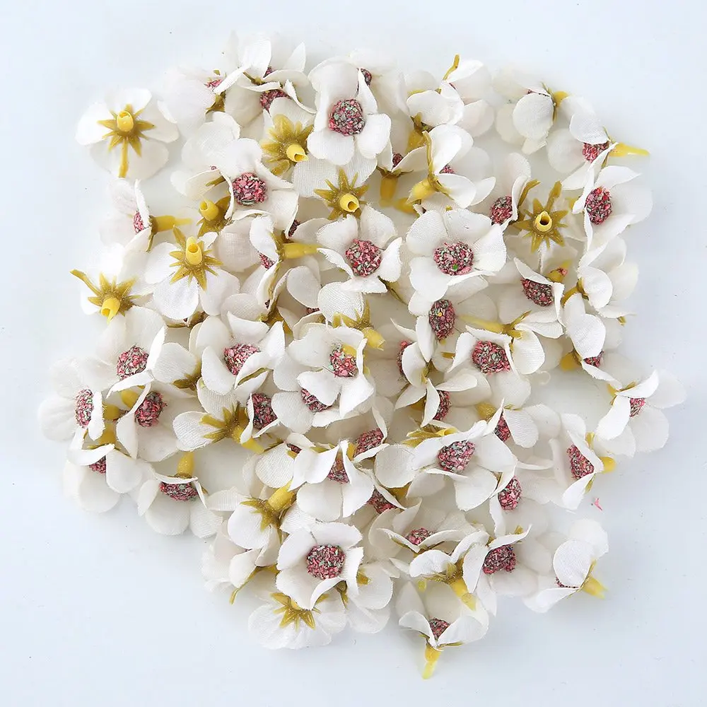 100Pcs Mini Silk Daisy Flower Heads for Crafts and Decorations