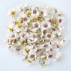 100Pcs Mini Silk Daisy Flower Heads for Crafts and Decorations (White daisy)