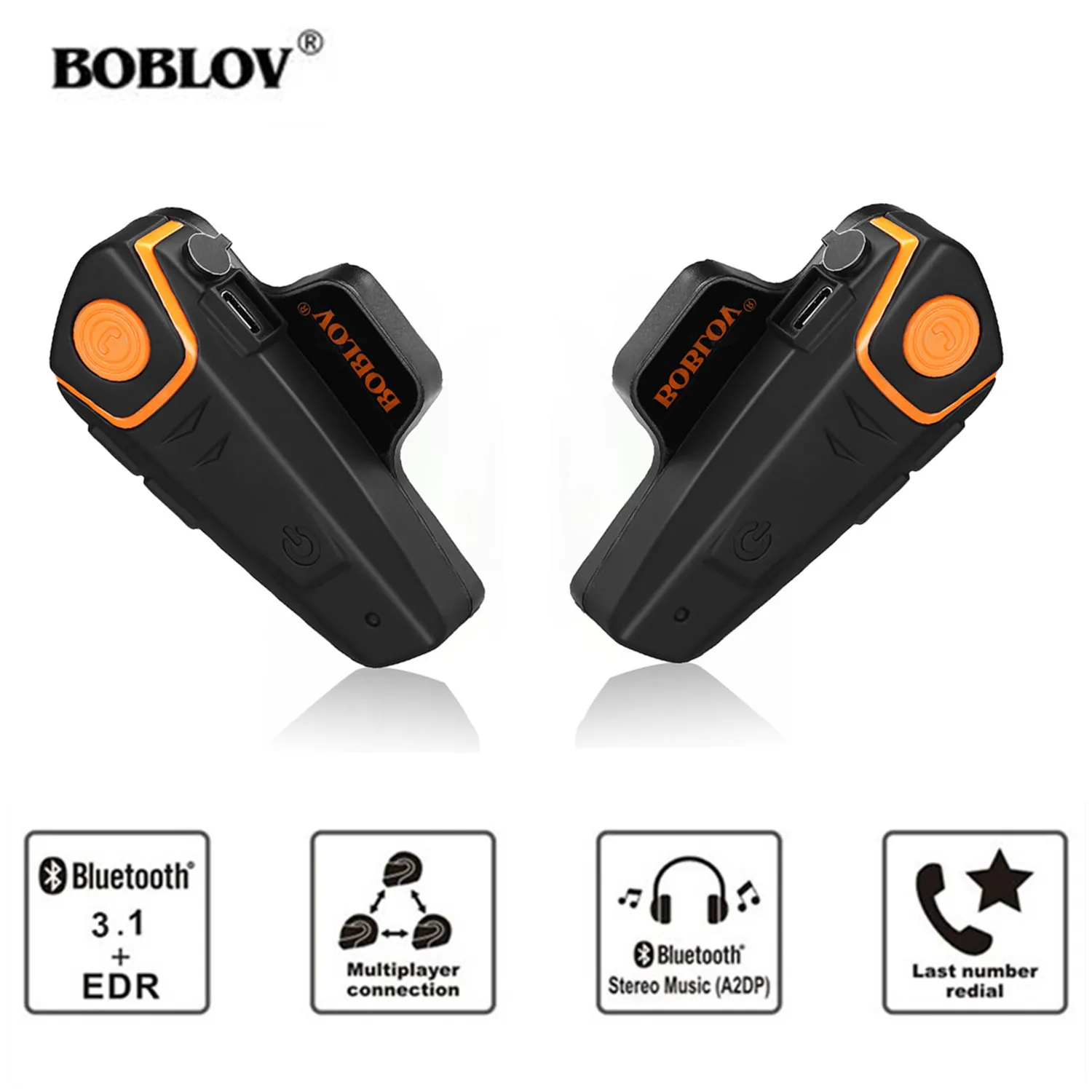 Bluetooth гарнитура для мотоциклетного шлема водонепроницаемая 2 шт.|Наушники шлемов|