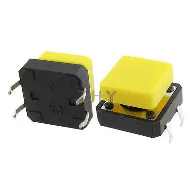 

10 Pcs Momentary Tact Tactile Push Button Switch 12 x 12 x 12mm 4 Pin DIP + Cap