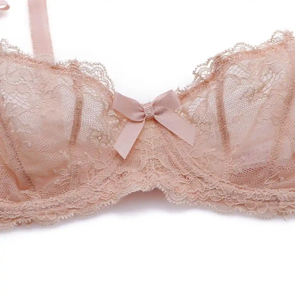 セクシーなシェルの花のレースシースルー下着1 2ハーフカップ3 4カップブラ ワイヤー無料ブラジャー Tバック3個ランジェリーセット Bras Aliexpress