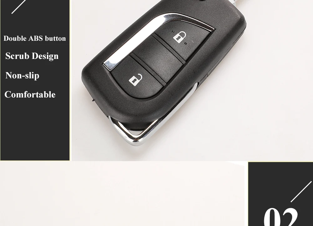 Jinyuqin 10 pezzi VA2 Toy48 Toy43 Flip pieghevole chiave a distanza Shell per Toyota Levin Camry Reiz Highlander Corolla Key Case 2/3 pulsante - H17d0fb129cf444cd81c0f0f170ac86c76