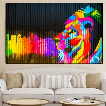 

Abstract Colorful Lions Wild Animals Canvas Painting Posters and Prints Scandinavian Wall Art Picture for Living Room Home Decor