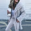Autumn Winter New Fashion Plush Solid Women's Hooded Jacket 2021 Casual Plus Size Zipper Cardigan Ladies Long Jacket Coat 5