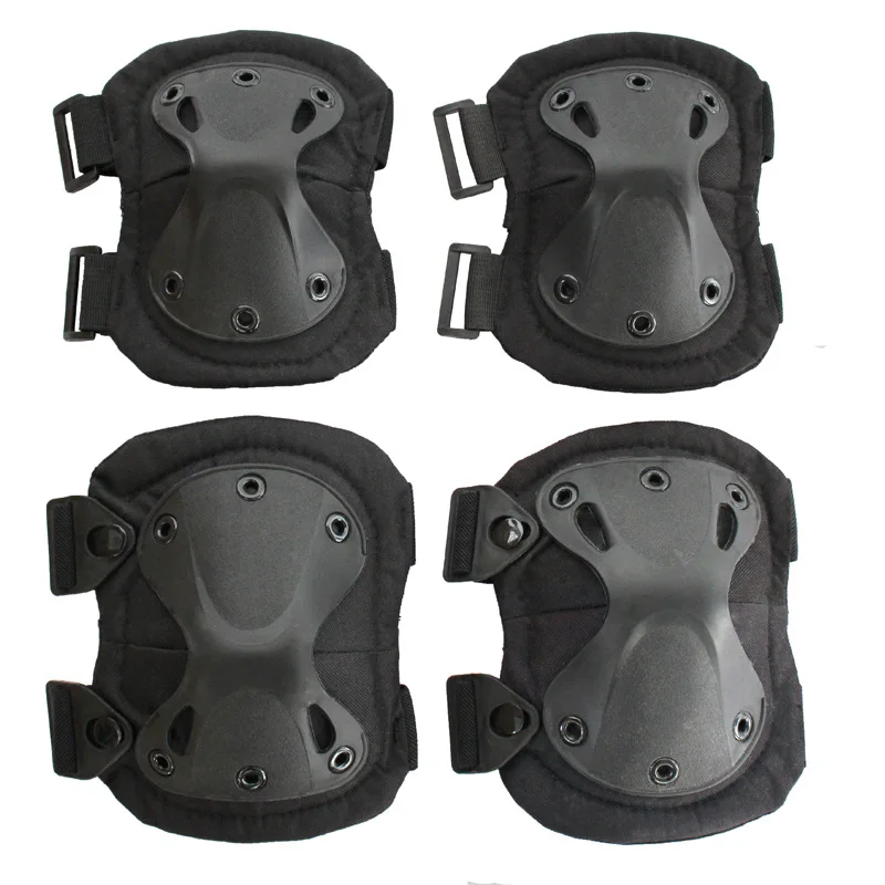 Knee Pad Elbow Pads Protective Gear Set Tactical Airsoft Paintball Hunting War Game