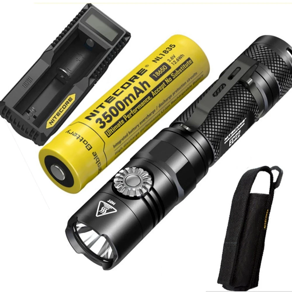 EC22 NL1835 UM10 NITECORE EC22 тактический фонарь CREE XP-L HD V6 max 1000 люмен бесступенчатая яркость луч бросок 185 метров фонарь - Испускаемый цвет: EC22 NL1835 UM10