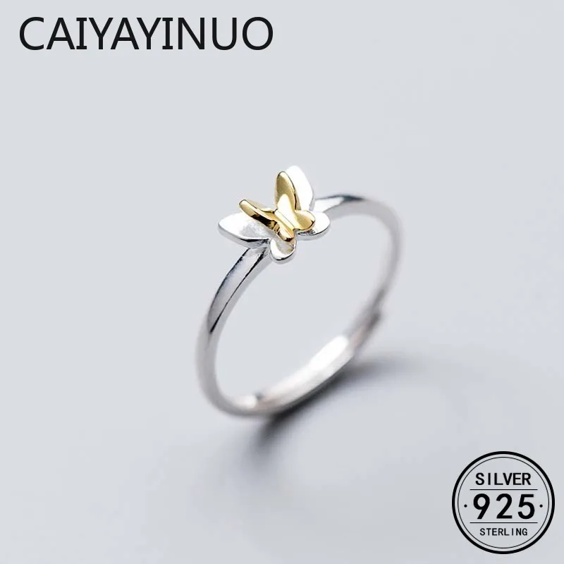 

New Adjustable Real 925 Sterling Silver Ring Cute Colorful Butterfly Romantic Women Fine Jewelry For Girls Kids Lady Gift