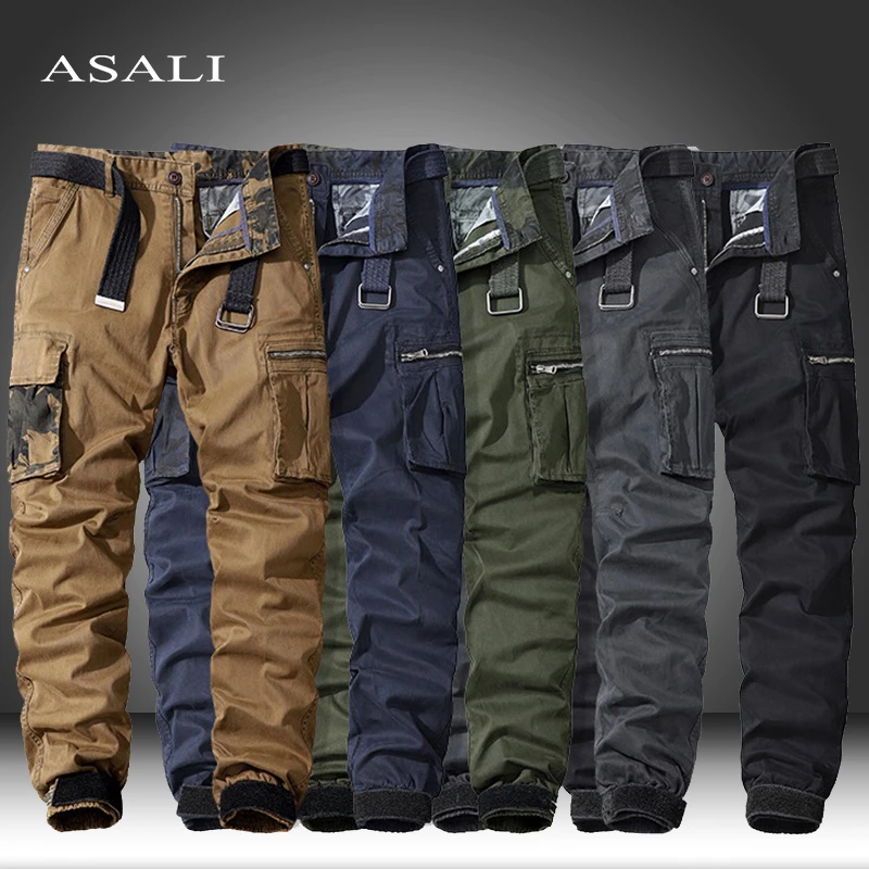 Men's Casual Overall Cotton Pockets Cargo Jeans Military Work Pants Long Trouser
