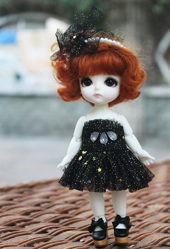 BJD SD кукла мини одежда черная лолита кружевное платье костюм для 1/6 1/8 Кукла Одежда