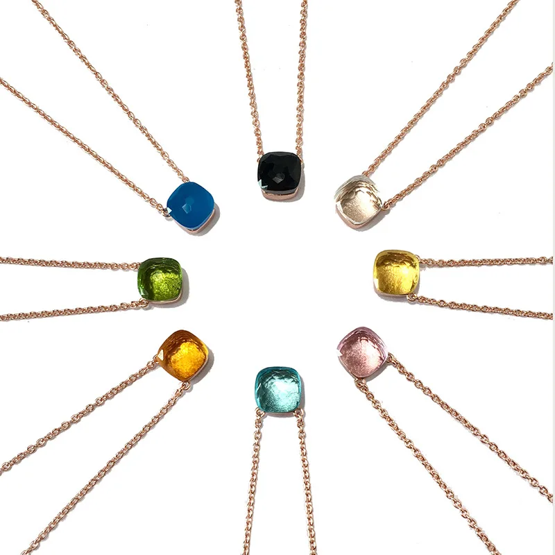 Fashion Luxury Brand Jewelry Candy-Colored Crystal Stone Necklace For Women