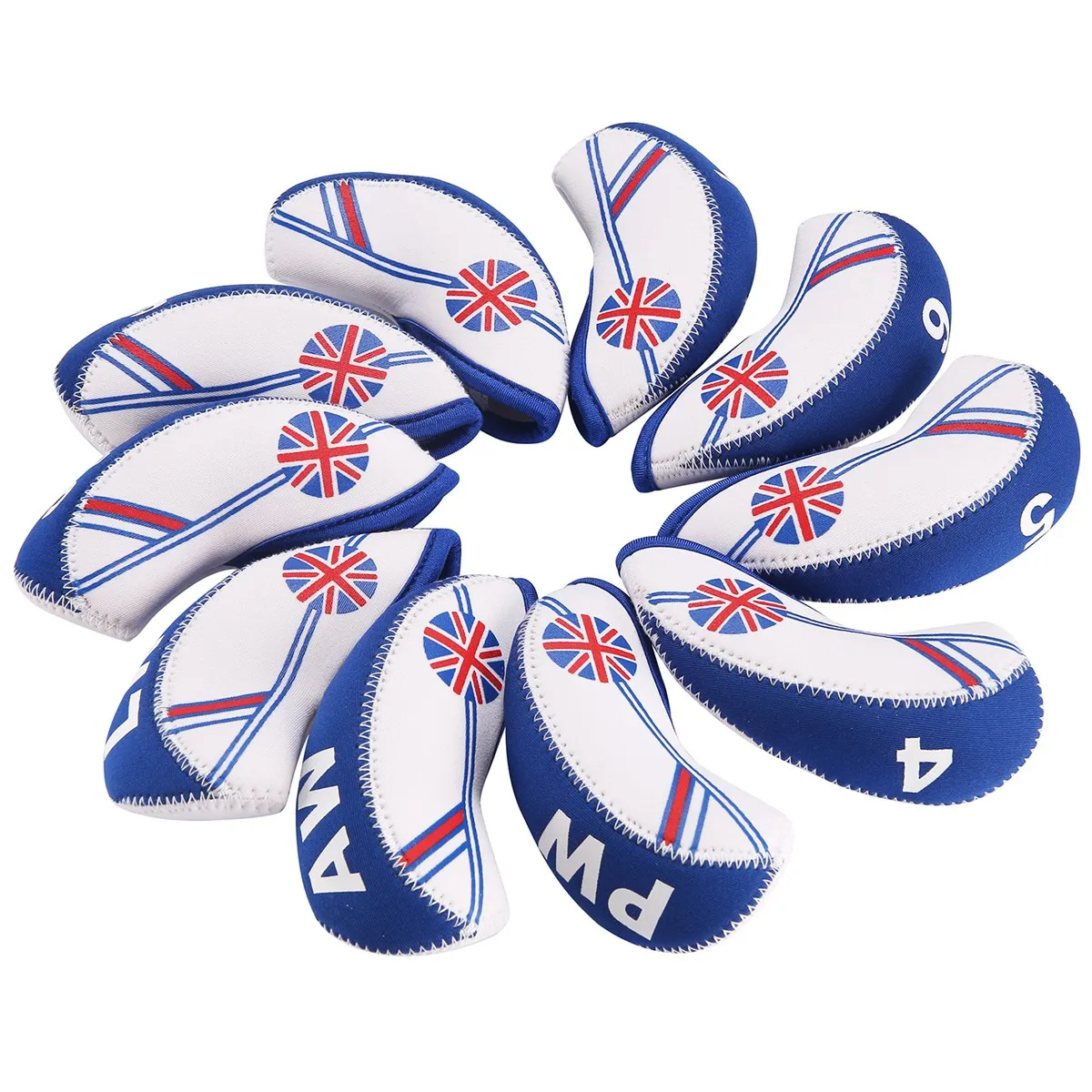 10pcs/set Uk Flag Neoprene Golf Club Iron Head Cover Iron Covers Set
