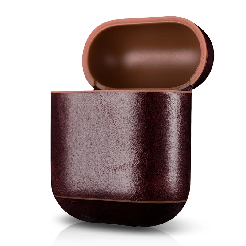 Oil Wax Genuine Leather Headphone Case Storage Bag Cover for Apple Airpods iPhone Bluetooth Earphone Case Boxes Protective Case