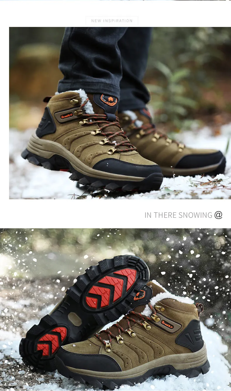 Hot Sale Winter Men Boots Footwear Male Breathable Snow Boots Fur Warm Non Slip Casual Men Shoes Outdoor Working Fashion