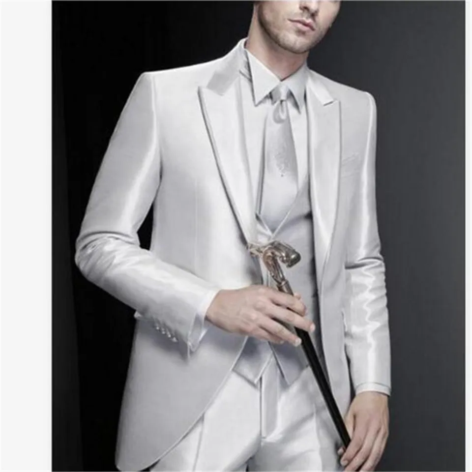 Классический мужской костюм смокинг Noivo Terno Slim Fit Easculino вечерние костюмы для мужчин одежда Блестящий серебряный смокинг жениха костюм H - Цвет: picture color