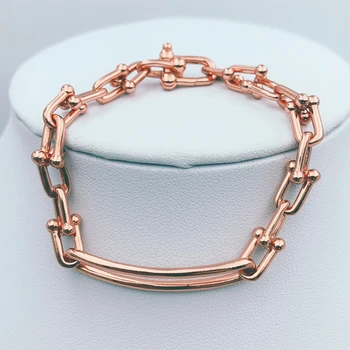 

1: 1 Original Model S925 Sterling Silver Bracelet Fashion Rose Gold Color U-Shape Bracelet Ladies LOGO Jewelry Birthday Gift