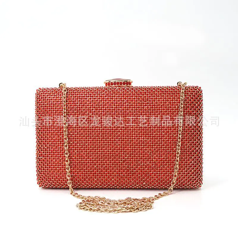 

High Quality Super Shiny Man-made Diamond Square Bag Matching Color Drill Modular Plug Banquet li fu bao Evening Bag Women's Car