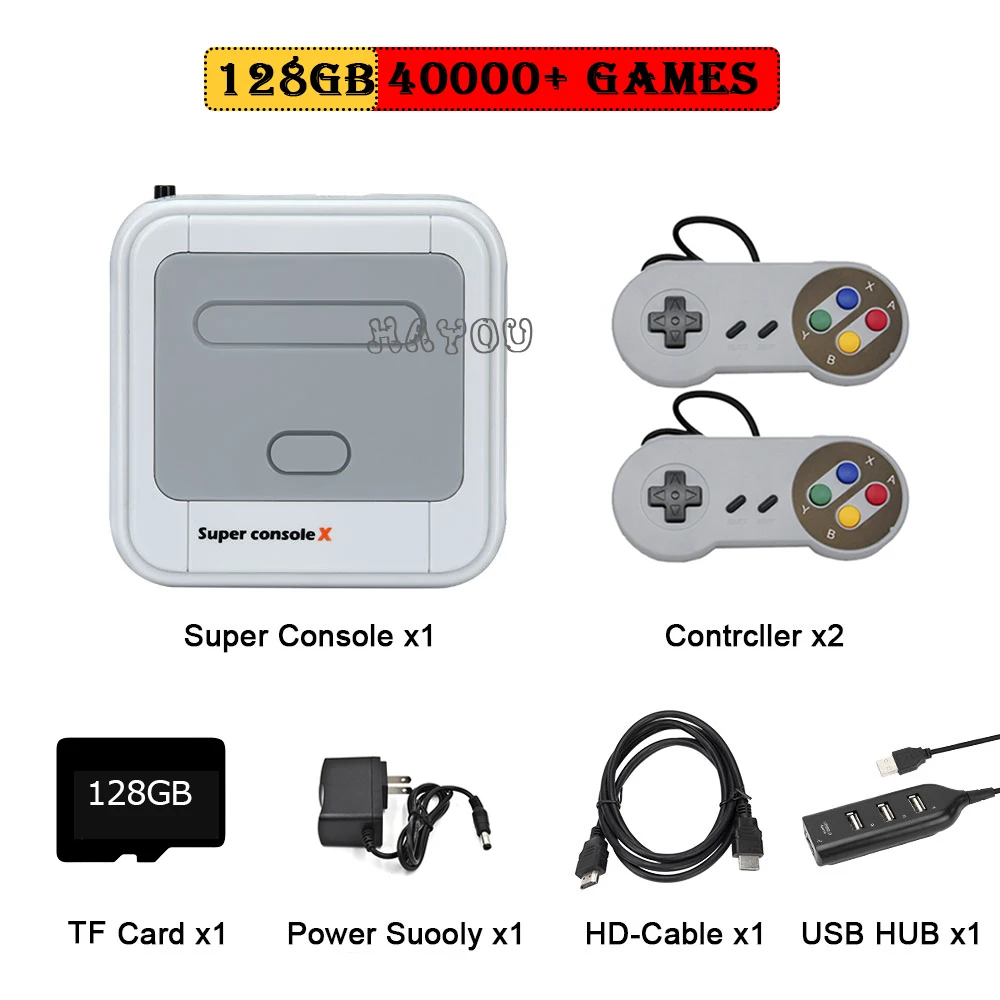 Video Game Console Retro WiFi Super Console X HD TV Box Video Game Player for PS1/N64/MD With 40000+Games 2 Wireless Controllers 
