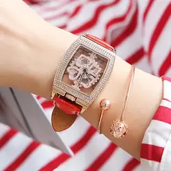 Лидер продаж Высокое качество Модный Топ Роскошные брендовые квадратный вращающийся для женщин часы кварцевые с бриллиантами нержавеющая