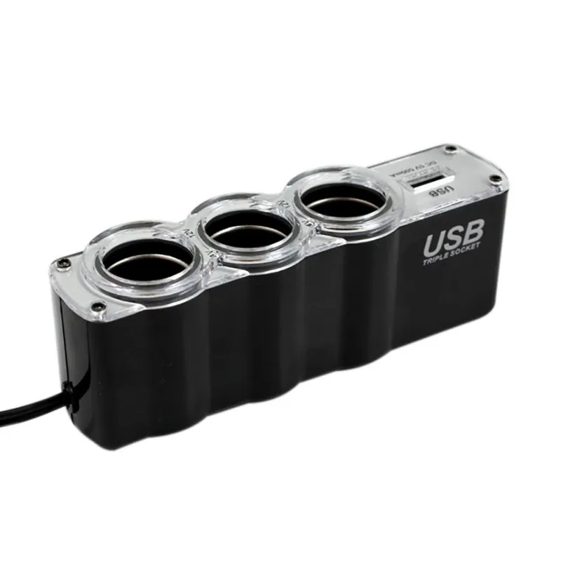3 гнезда расширитель для автомобильного прикуривателя Разветвитель и 1 USB порт автомобильное зарядное устройство аксессуары для интерьера