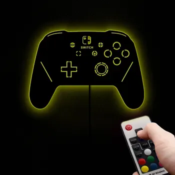 

Gamepad Controller Luminous Wall Light Mirror Video Game LED Lighting Decor Gaming Zone Wall Sign Gamer Gifts Remote Control